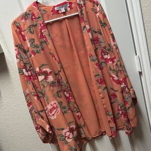 Floral Kimono Cardigan in Orange with flowers